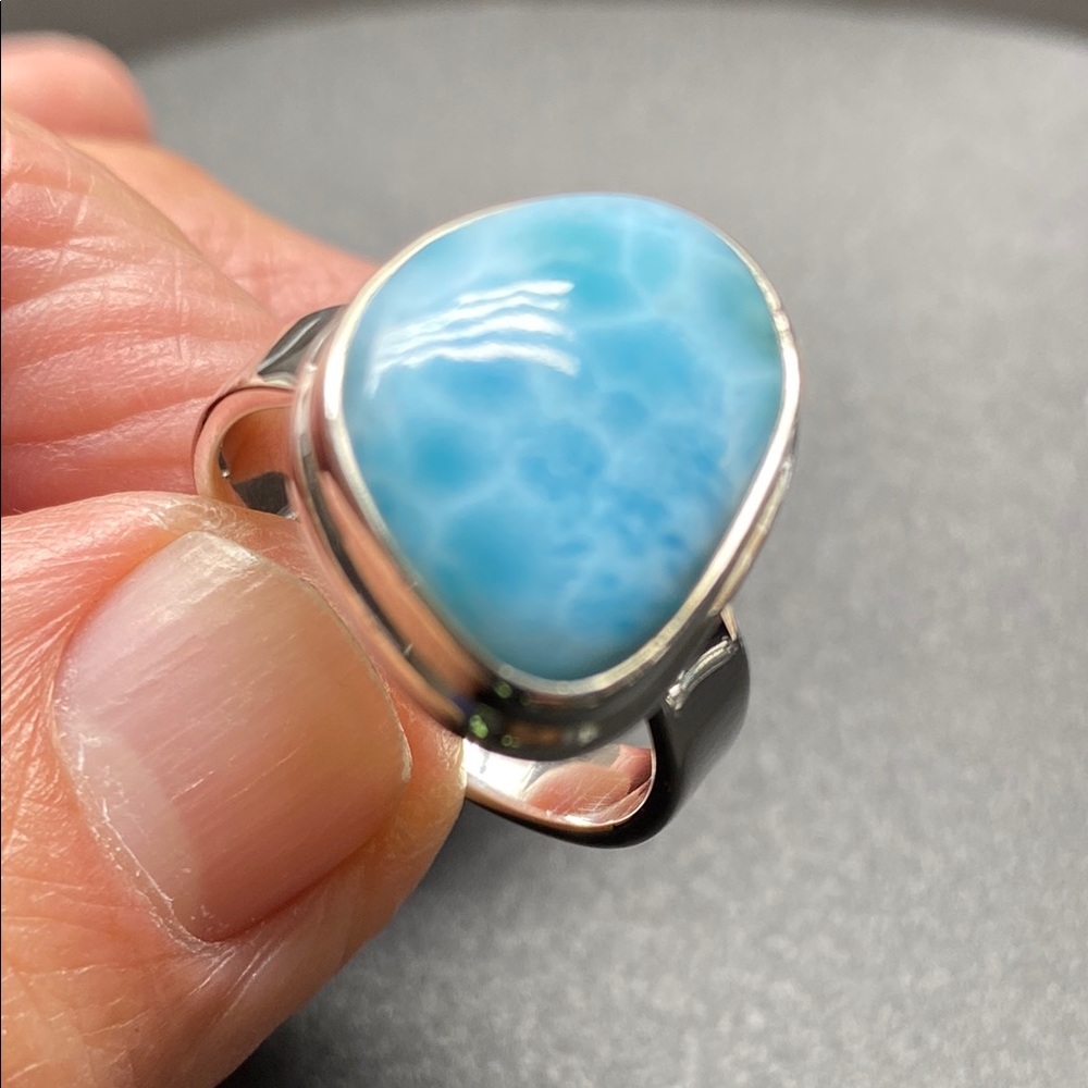 Larimar Ring Size 10 In Solid Sterling Silver 925 - image 2
